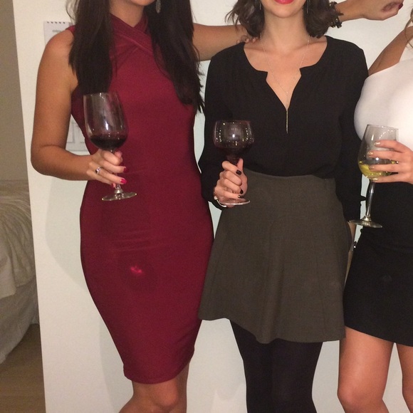 Burgundy Red Missguided High Neck Bodycon Midi Dress Size 6 - Picture 4 of 4